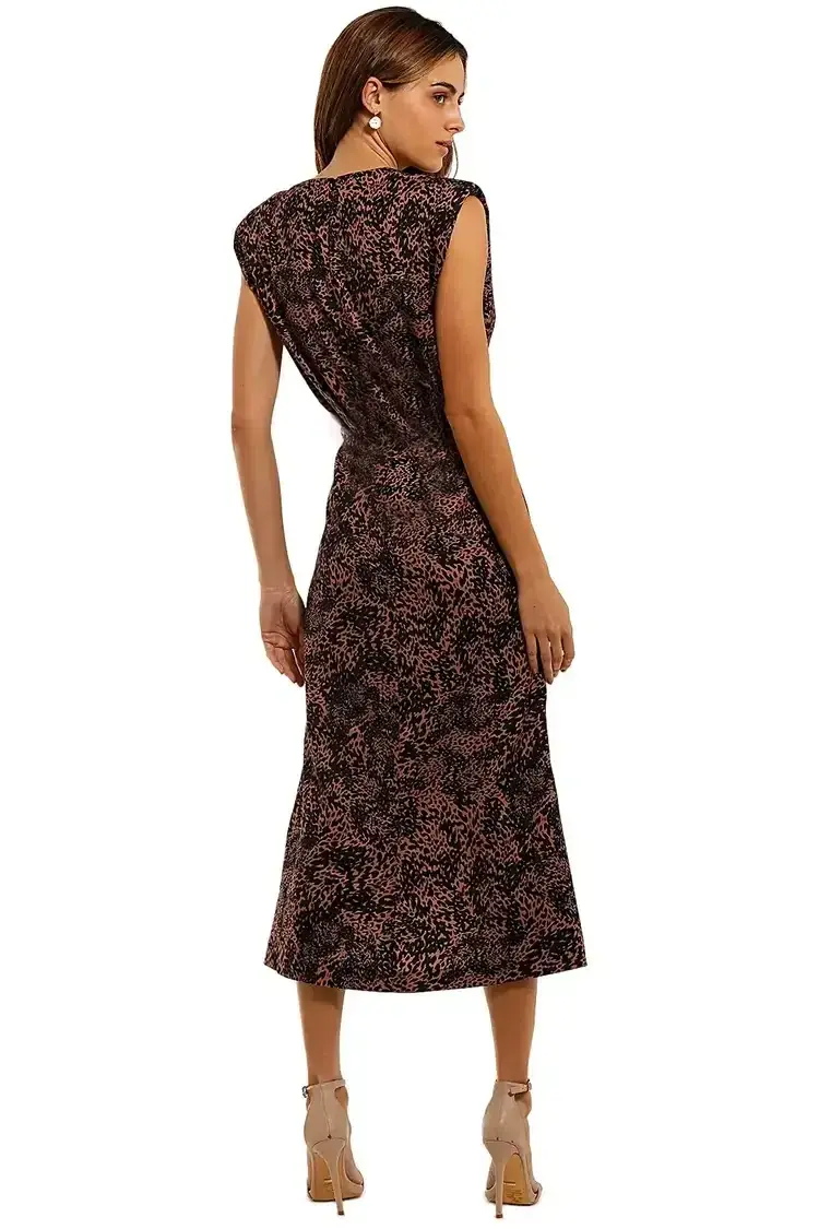 MISHA Carlina Midi Dress Animal Print Size 6/XS - Image 3