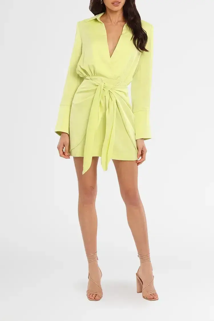 MISHA Reidun Mini Dress Lime Punch Green Size 10/M - Image 2
