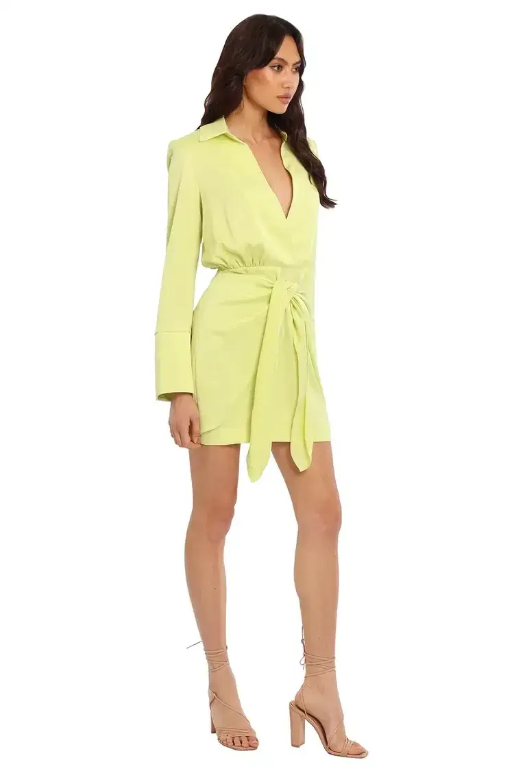 MISHA Reidun Mini Dress Lime Punch Green Size 10/M - Image 3