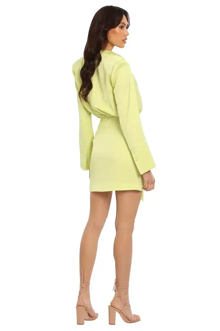MISHA Reidun Mini Dress in Lime Punch Green Size 8/S - Image 4