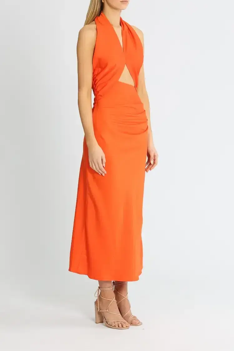 MISHA Linnea Midi Dress Orange Size 14 - Image 2