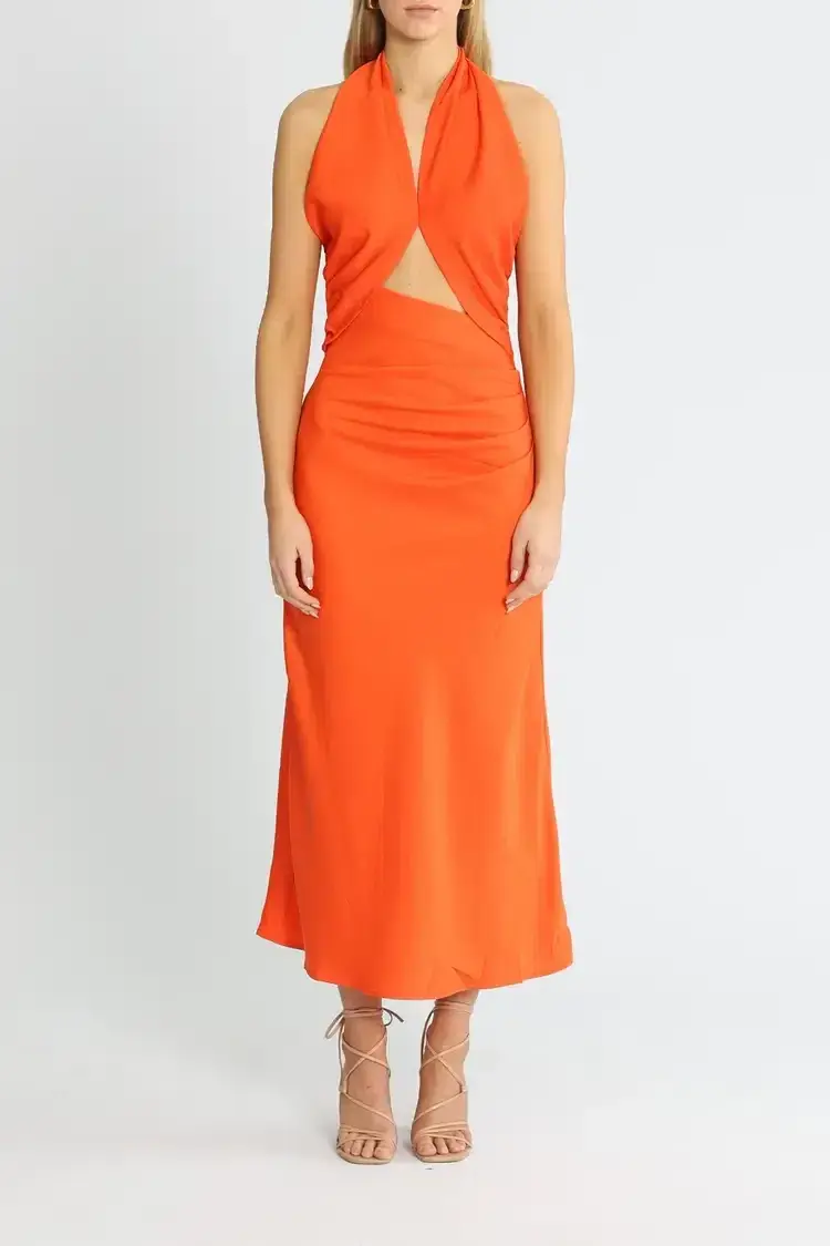 Misha Linnea Midi Dress Orange Size 8/S - Image 4
