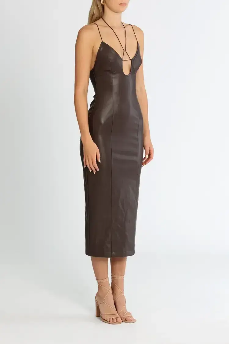MISHA Cary Midi Dress in Chocolate Brown Size 6/XS - Image 2