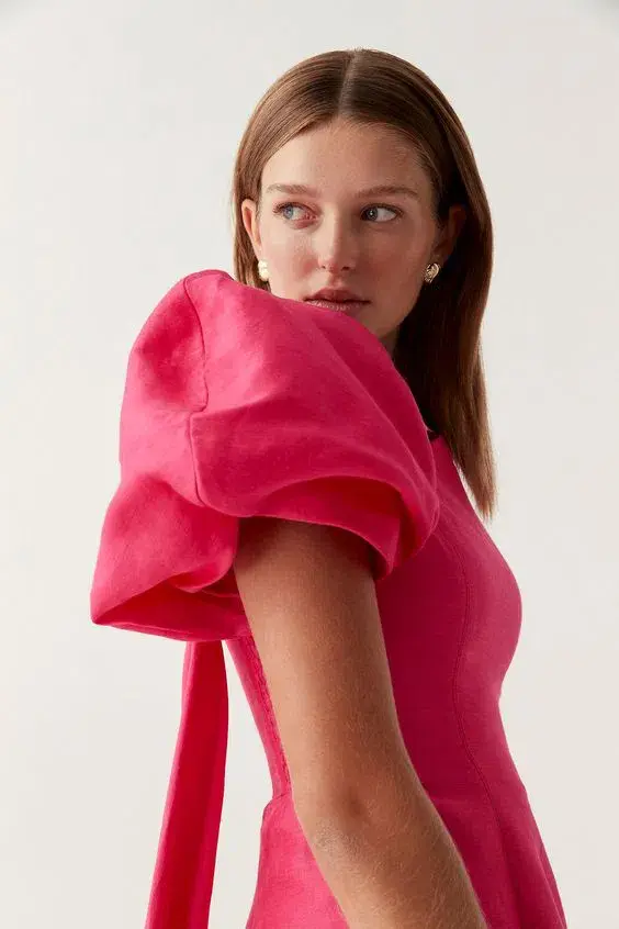Aje Arista Tulip Sleeve Mini Dress Bougainvillea Red Size 10 - Image 2
