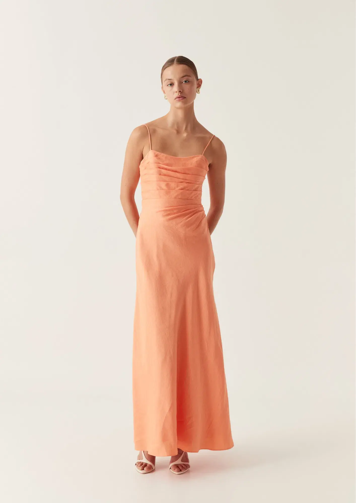 Aje Clarice Draped Maxi Dress in Sunset Orange Size AU 10 - Image 1