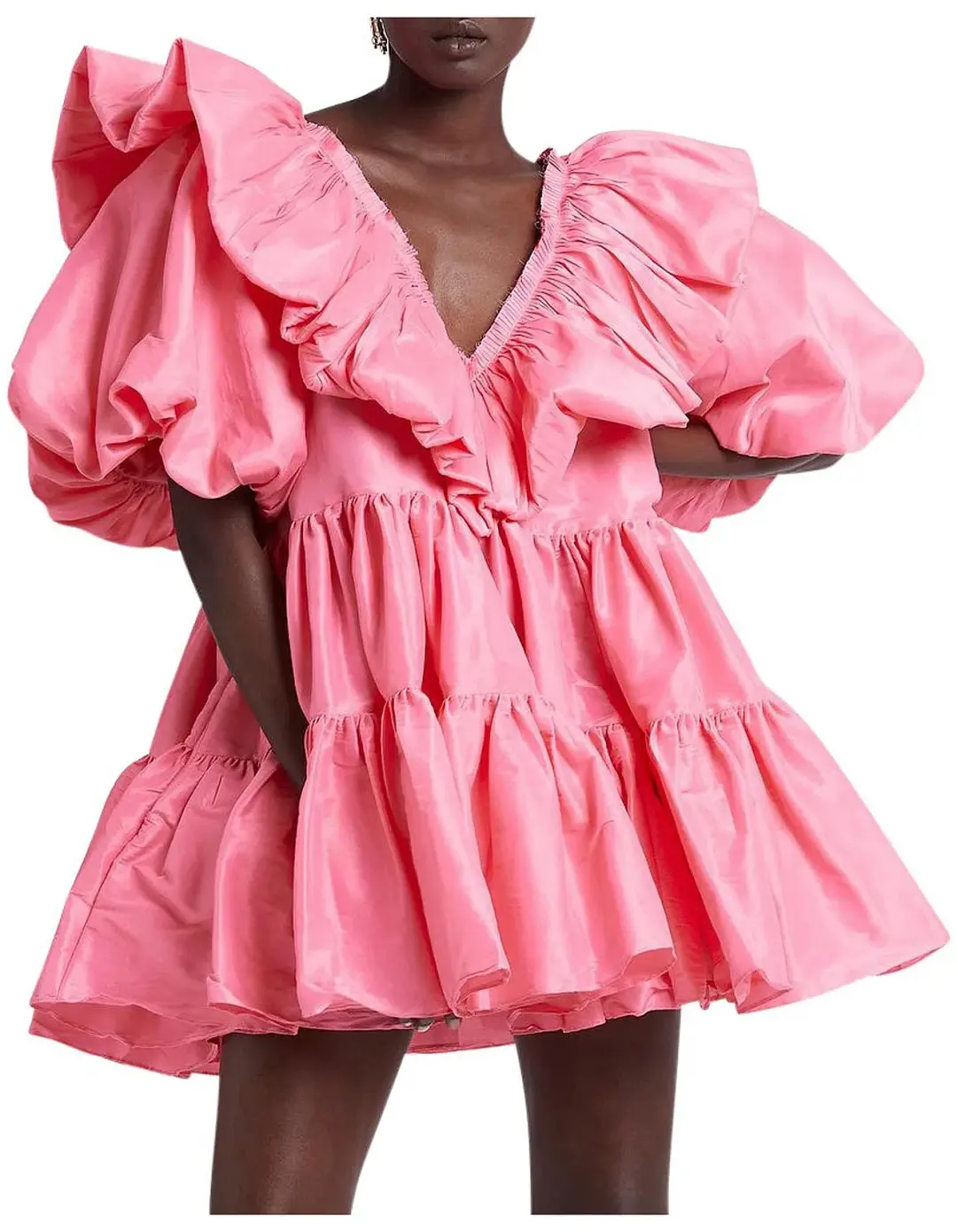 Aje Solstice Ruffle Tiered Smock Dress Pink Size AU 4 for rent on The Volte - main image
