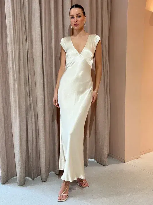 Bec & Bridge Indi V Maxi Dress In Vanilla Cream Size AU 10 - Image 1