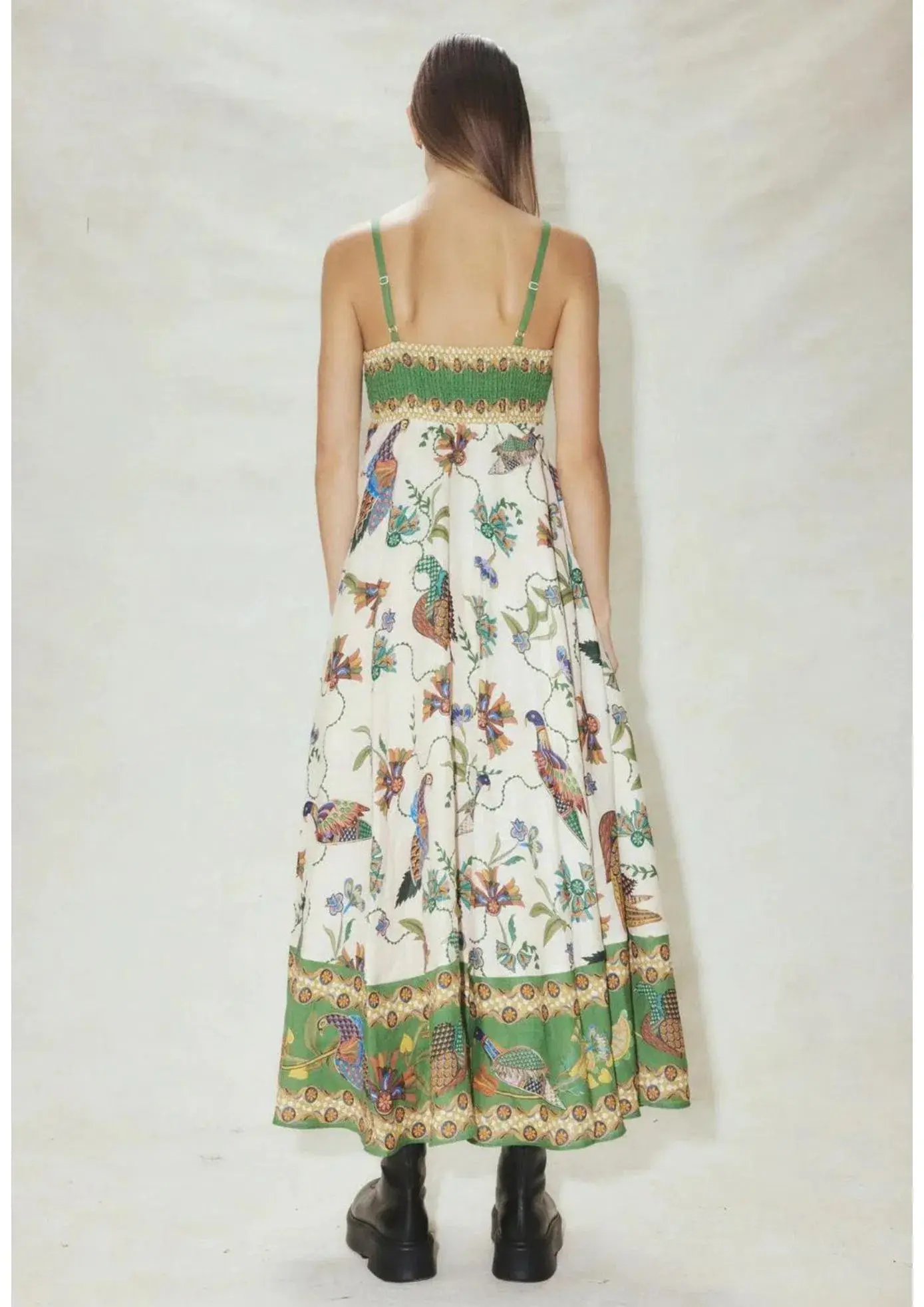 Alemais Birdie Printed-linen Midi Dress Print Size AU 6 - Image 2