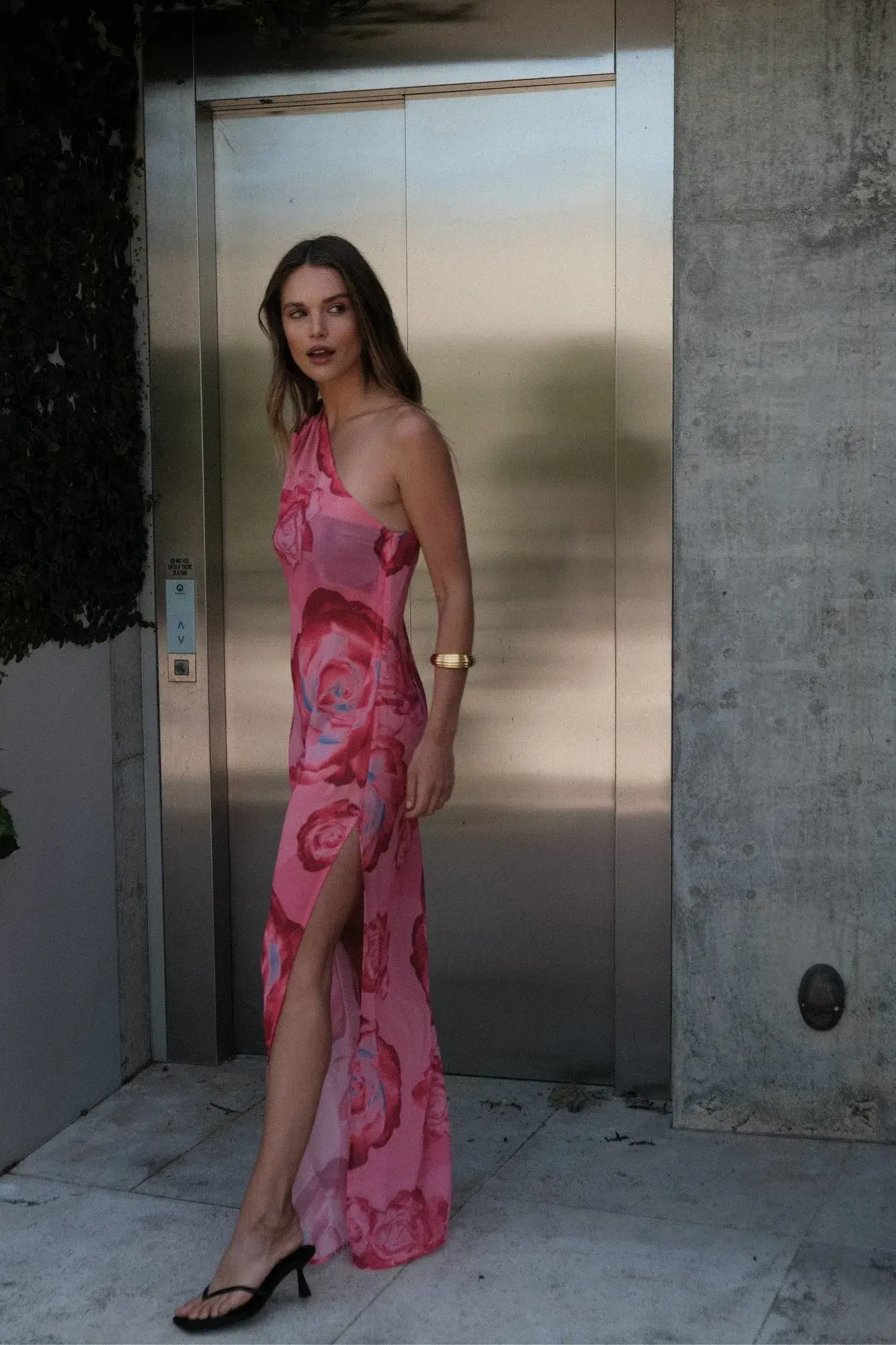 With Harper One Shoulder Sheer Maxi in Pink Rose Size Small / AU 8 - Image 3