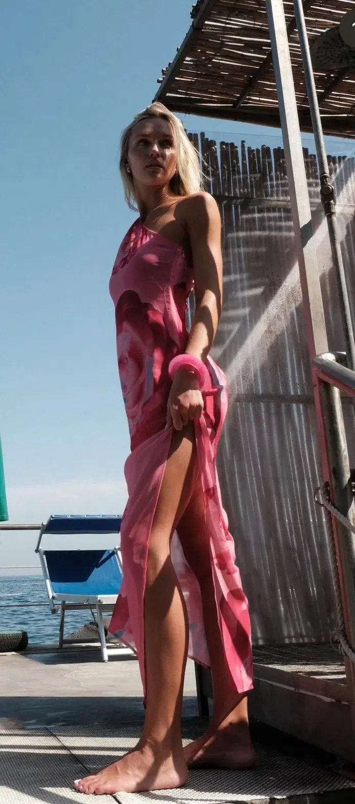 With Harper One Shoulder Sheer Maxi in Pink Rose Size Small / AU 8 - Image 8