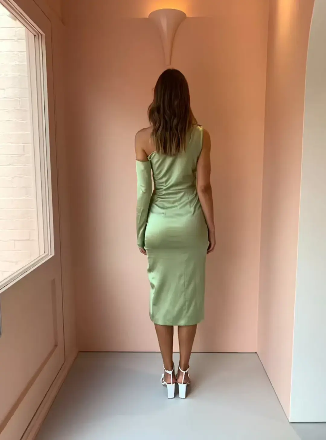 Manning Cartell Style Code Asym Midi Dress in Pistachio Green Size AU 6 for rent on The Volte - main image