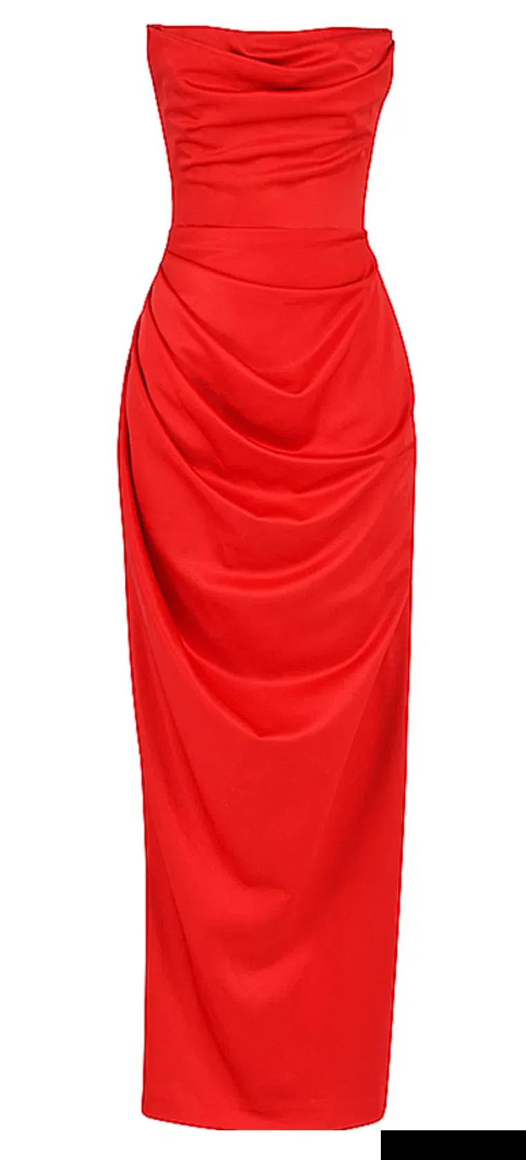 House of CB Adrienne Scarlet Satin Strapless Gown size 12 for rent on The Volte - main image