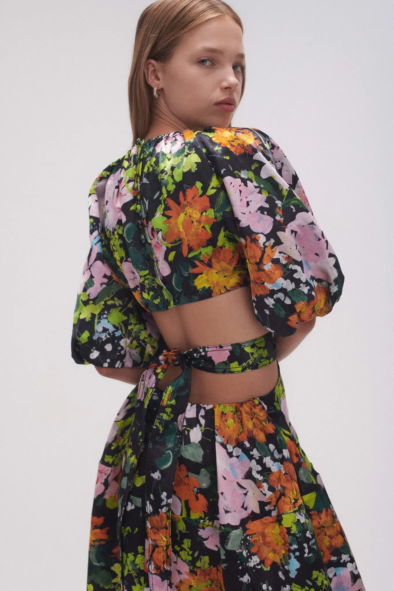 Aje Mimosa Cut Out Midi Dress Midnight Floral  Size 12 - Image 3