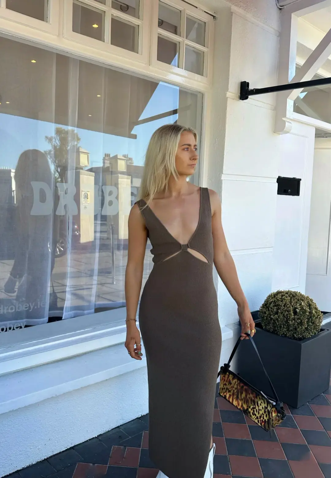 Bec & Bridge Zahara Knit Midi Dress Twig Brown Size XS/Au 6  for rent on The Volte - main image