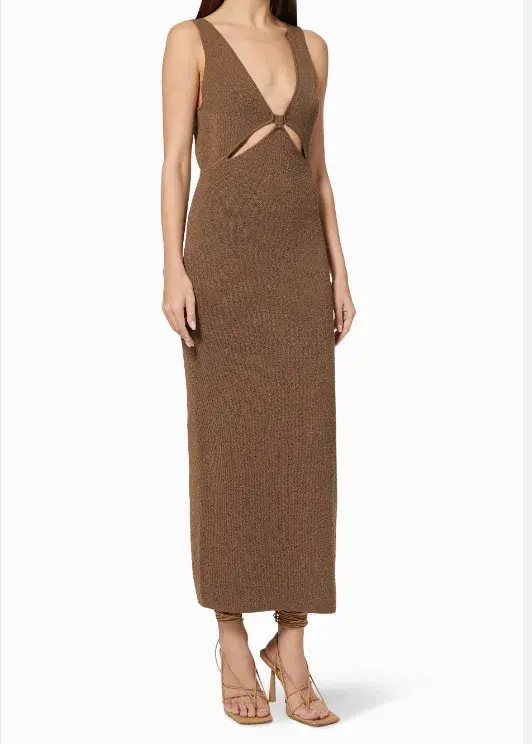 Bec & Bridge Zahara Knit Midi Dress Twig Brown Size XS/Au 6  - Image 3