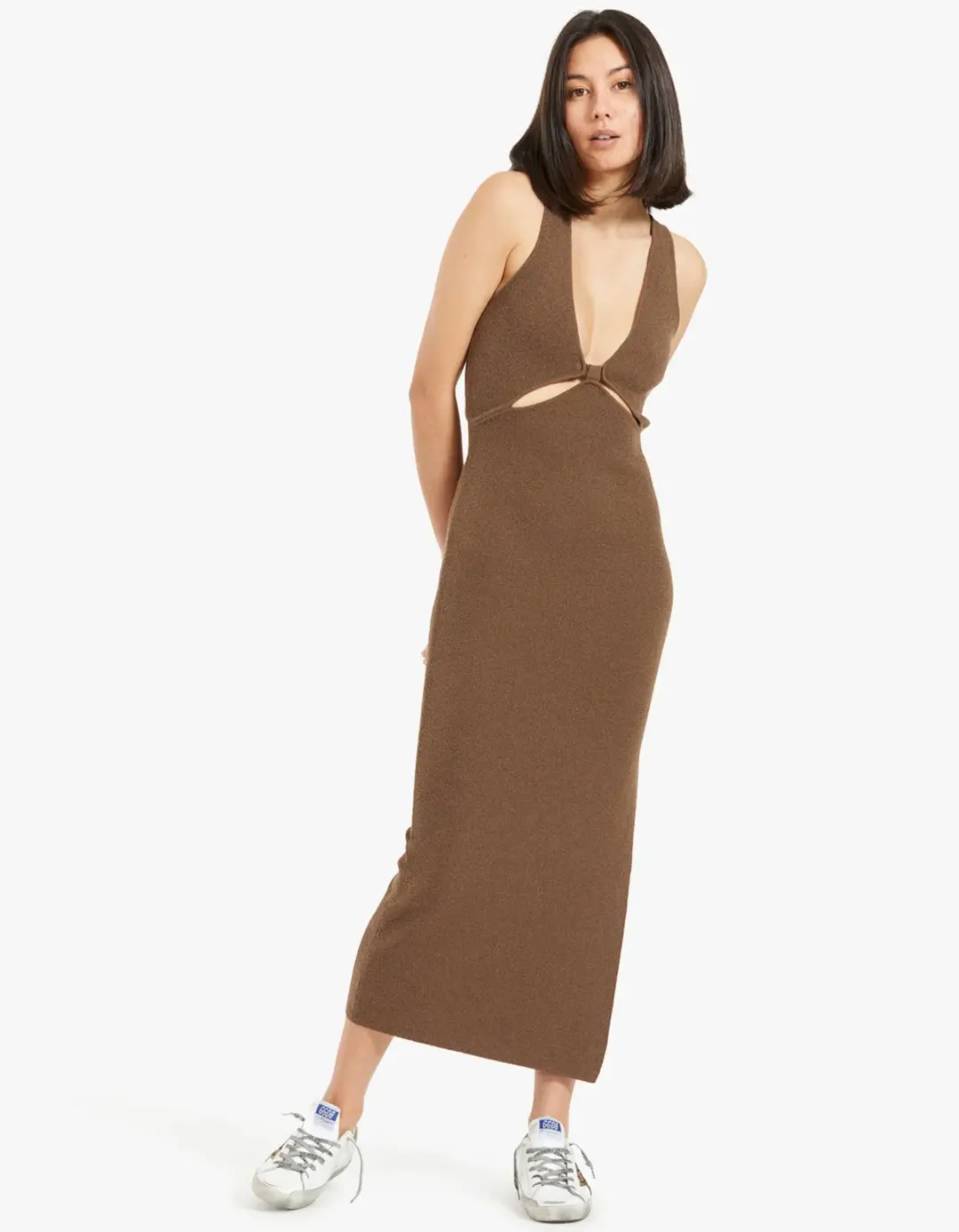 Bec & Bridge Zahara Knit Midi Dress Twig Brown Size XS/Au 6  for rent on The Volte - main image