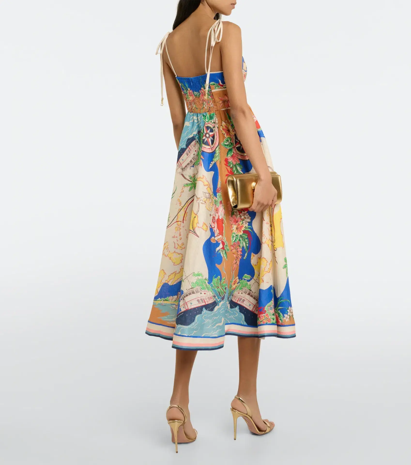 Zimmermann Alight Picnic Midi Dress Nautical Map Print Size 0 / AU 8 - Image 3