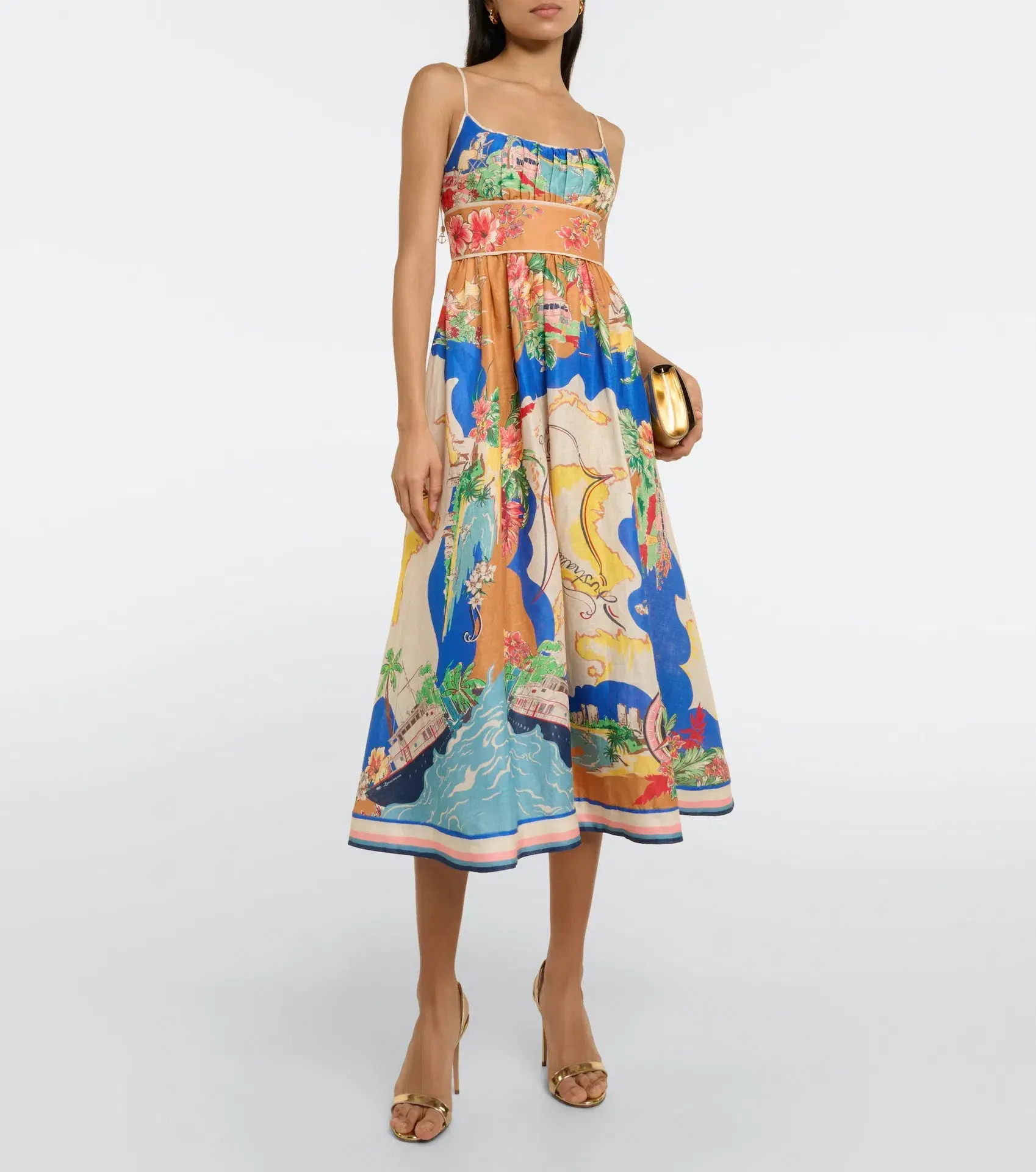 Zimmermann Alight Picnic Midi Dress Nautical Map Print Size 0 / AU 8 - Image 1