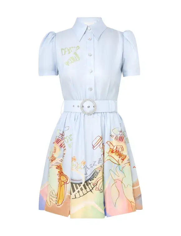 Zimmermann The Matchmaker Shirt Mini Dress in Blue Poster Size 3/Au 14  - Image 2