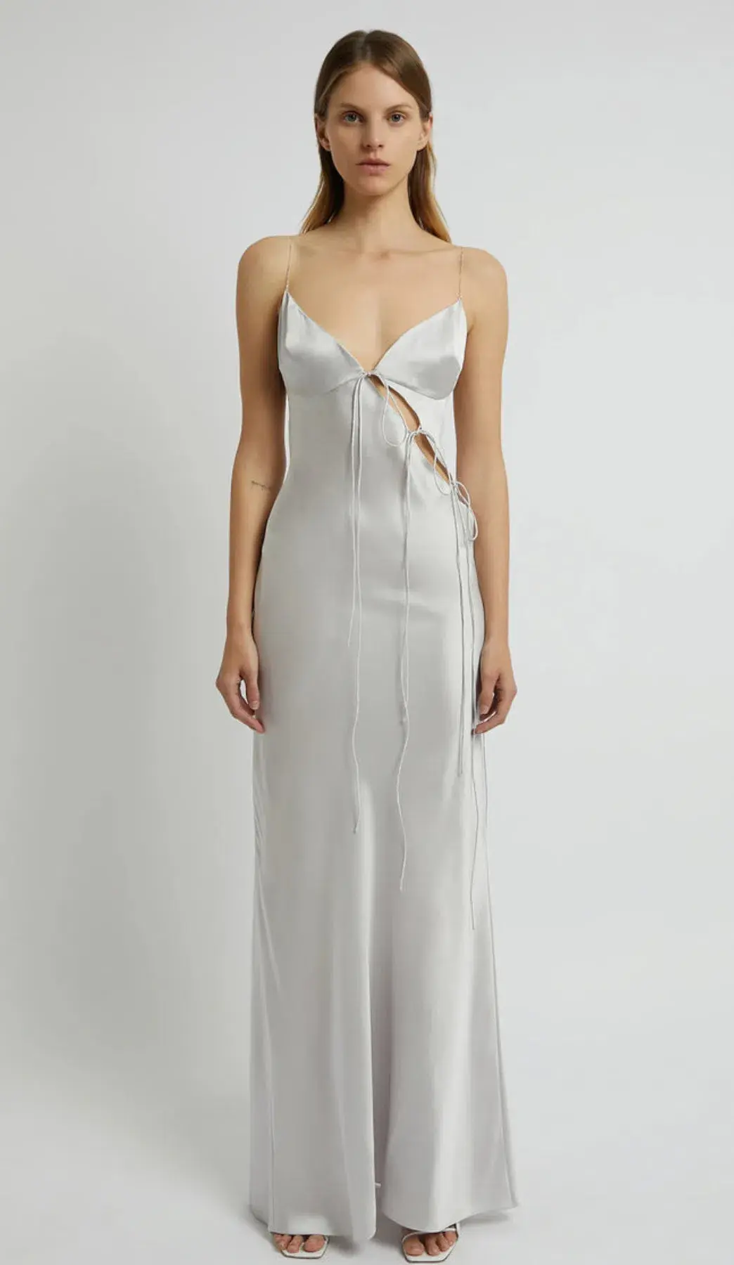 Christopher Esber Slope Tie Silk Dress Silver Size 8  - Image 2