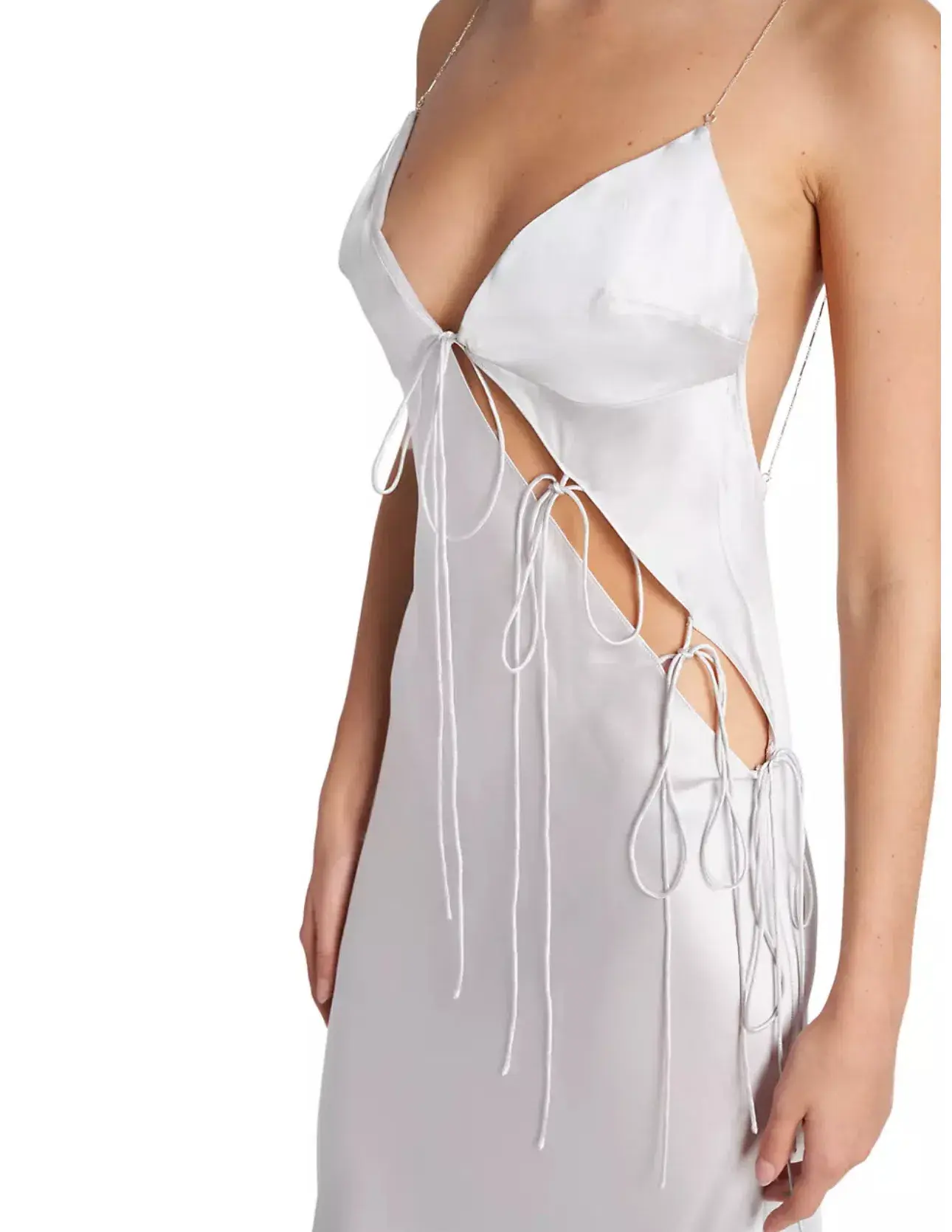 Christopher Esber Slope Tie Silk Dress Silver Size 8  - Image 5