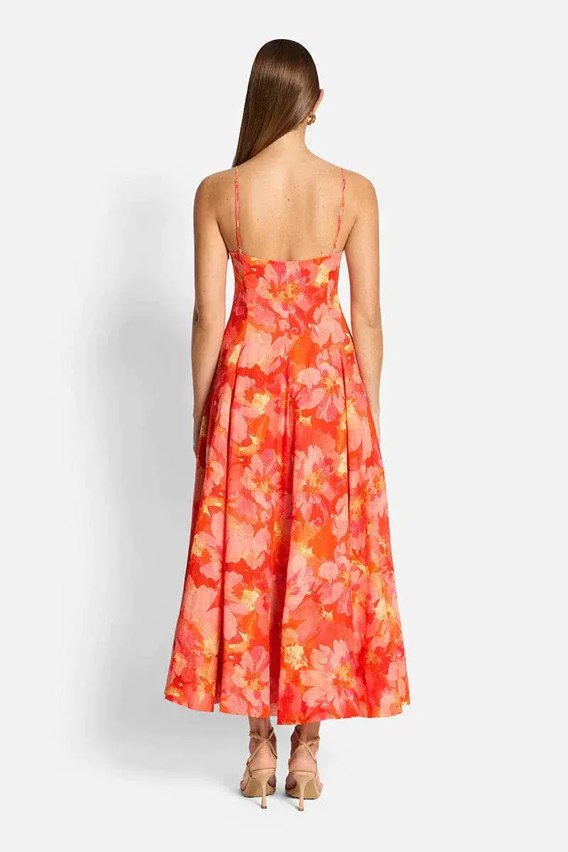 Sofia The Label Evie Midi Dress Red/Pink Floral Size 6  - Image 3