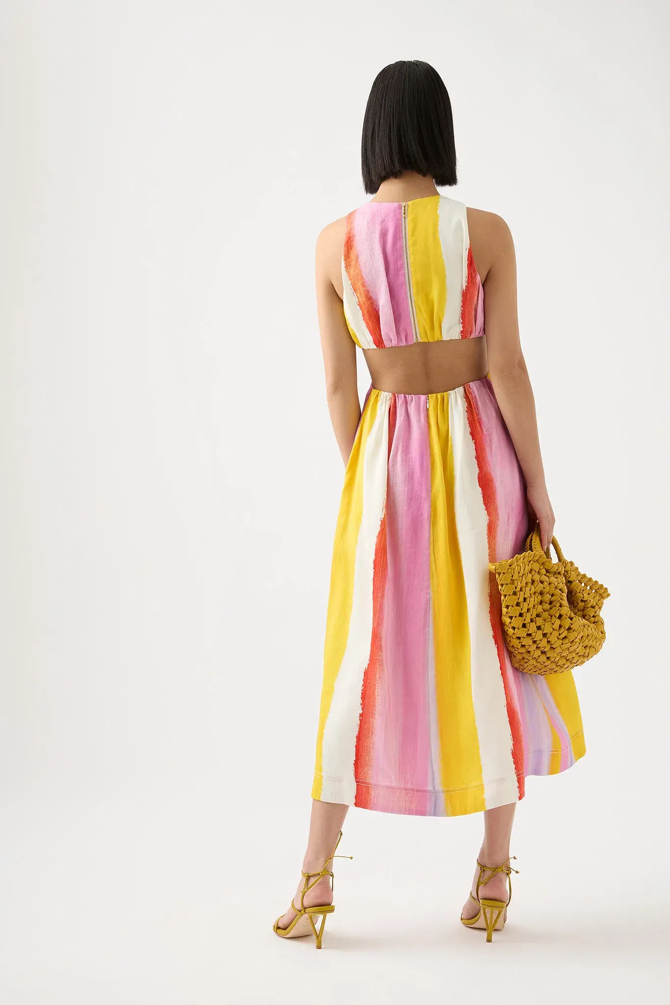 Aje Imagination Cut Out Midi Dress  Aurora Stripe Size 14 - Image 2