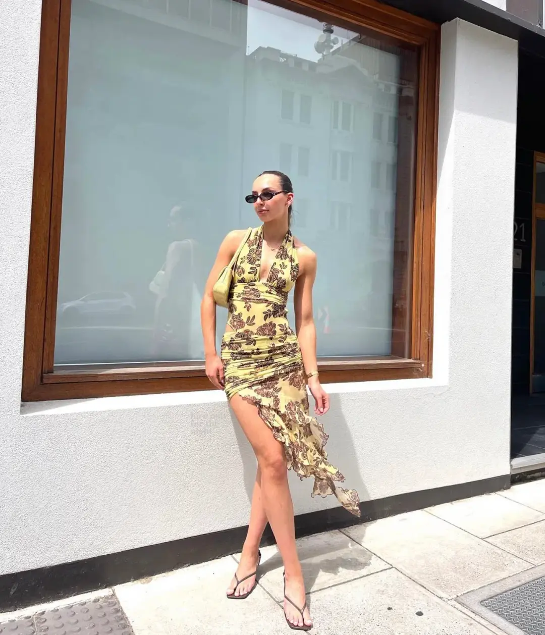 Bec & Bridge Malibu Bay Halter Dress in Yellow Floral Size 6 for rent on The Volte - main image