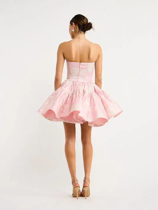 Leo Lin Skye Bustier Mini Dress Anemone Print in Violet Size 10 - Image 2