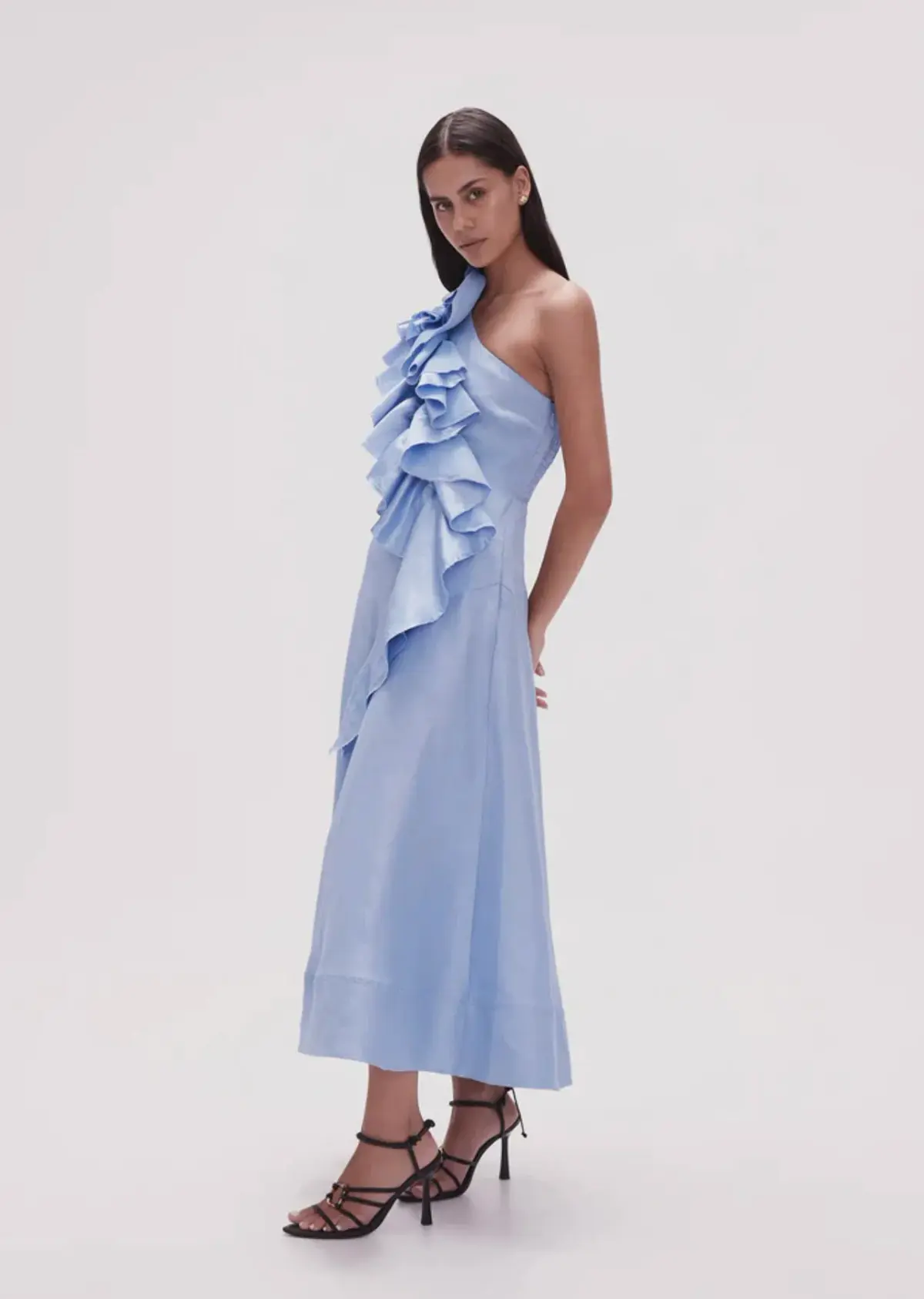 Aje Adelia Ruffle Midi Dress Blue Size 10 - Image 2