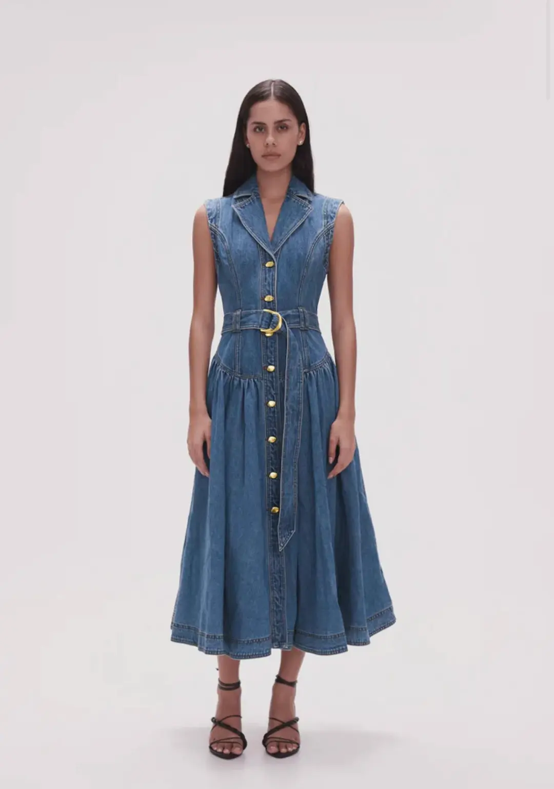 Aje Elena Denim Dress Blue Size 10 for rent on The Volte - main image
