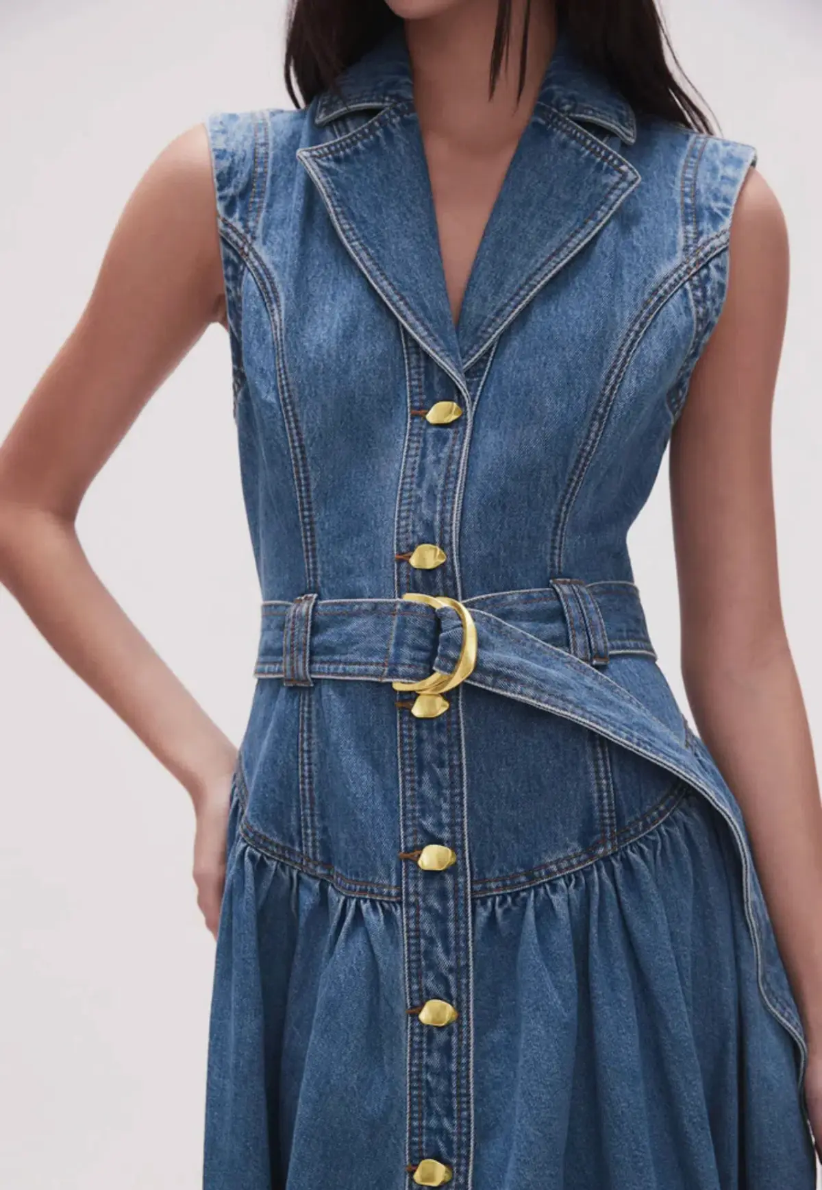 Aje Elena Denim Dress Blue Size 10 - Image 3