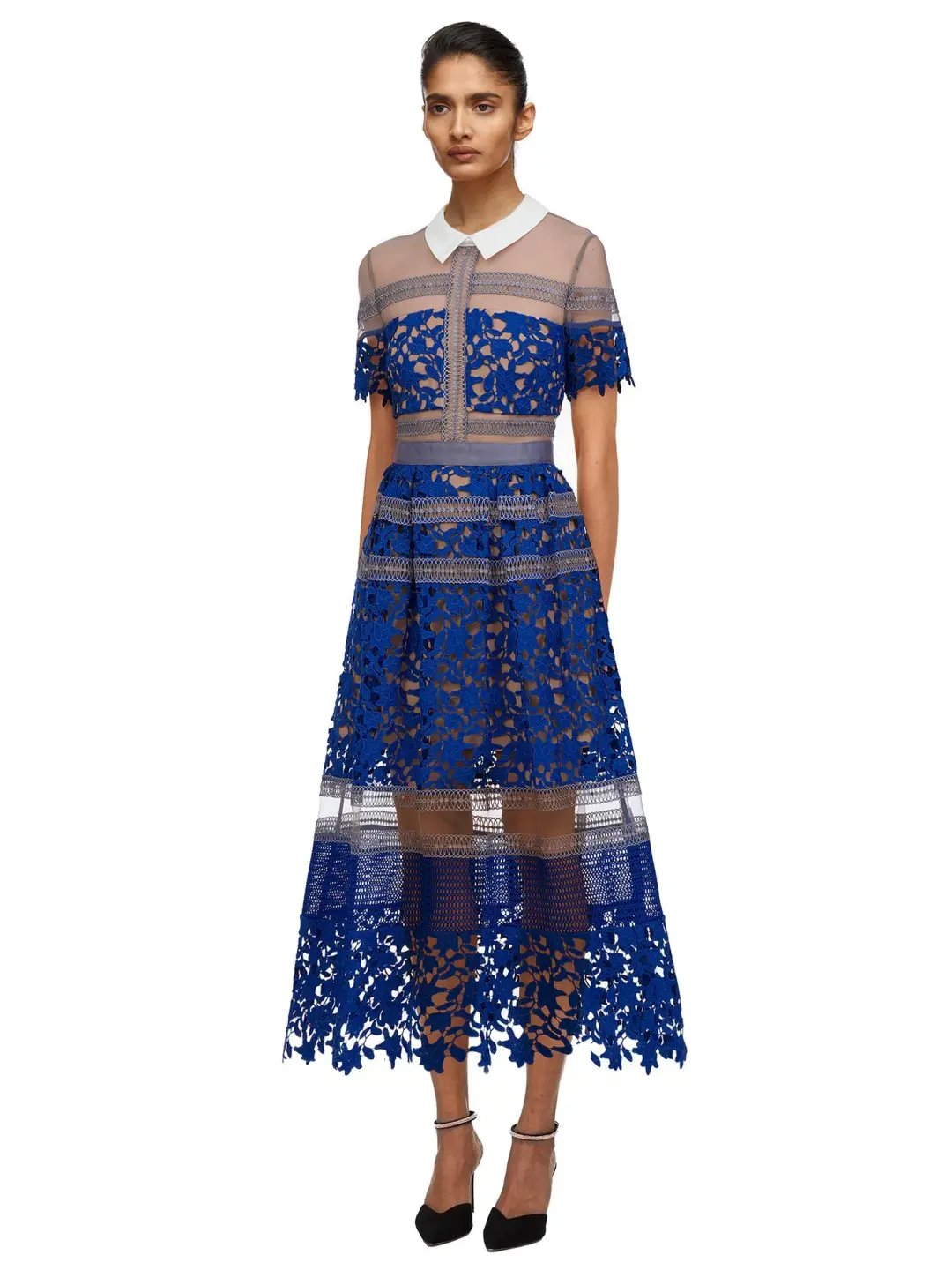 Self Portrait Liliana Dress Blue Lace Size 8 for rent on The Volte - main image