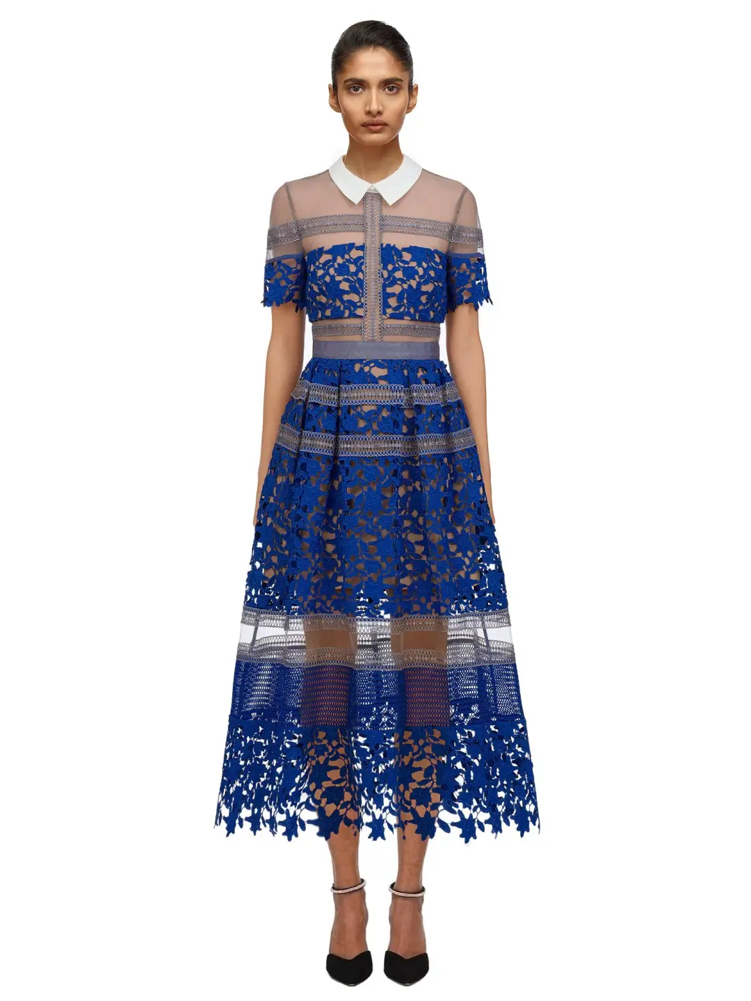 Self Portrait Liliana Dress Blue Lace Size 8 for rent on The Volte - main image