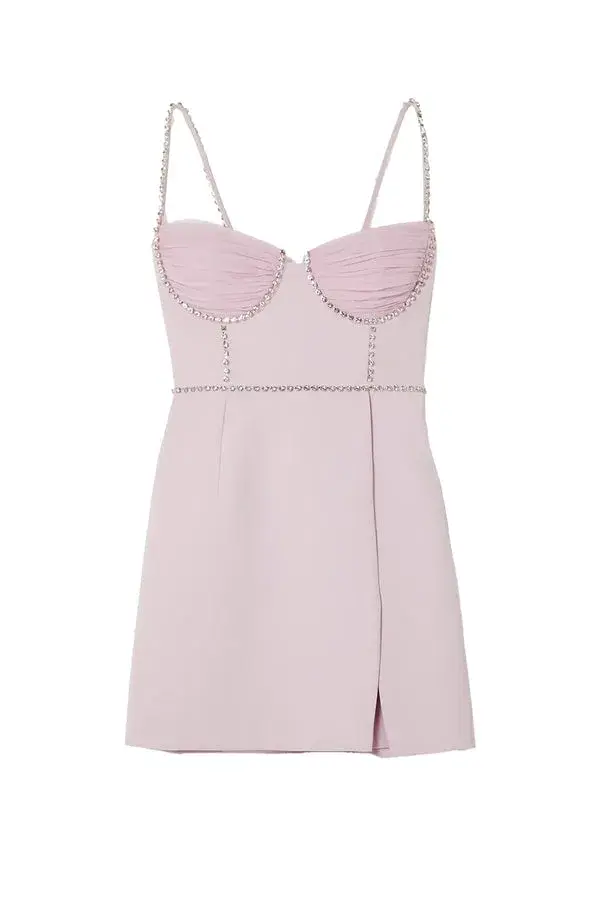 Self Portrait Crystal Embellished Mini Dress Pink Size 12 - Image 3