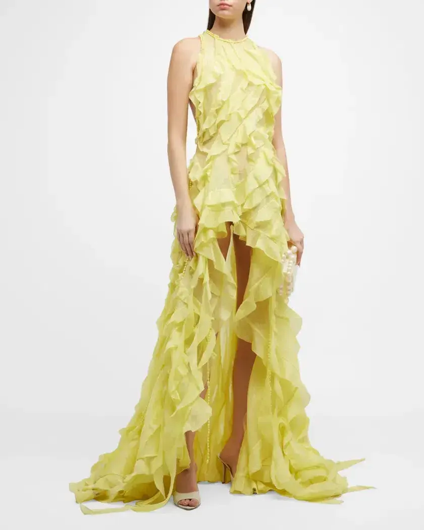Zimmermann Wonderland Ruffle Gown Yellow Size 1 / AU 10 for rent on The Volte - main image