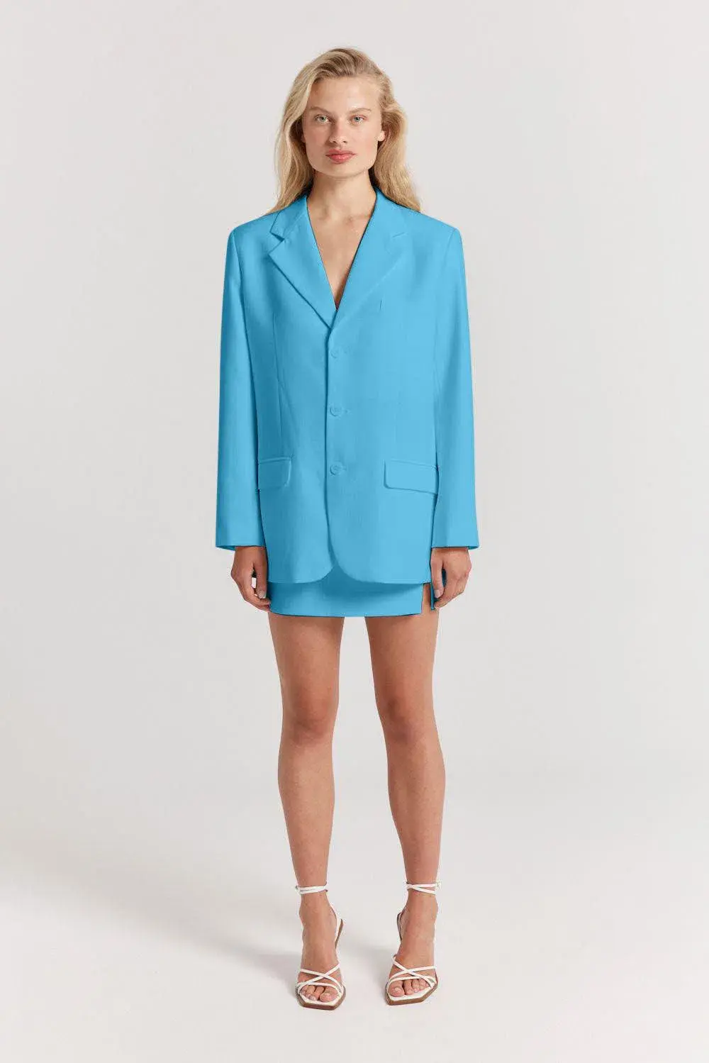 Henne Normie Blazer Jacket, Delfina Mini Skirt & Caterina Top 3 Piece Set Set Blue Size 8 - Image 1