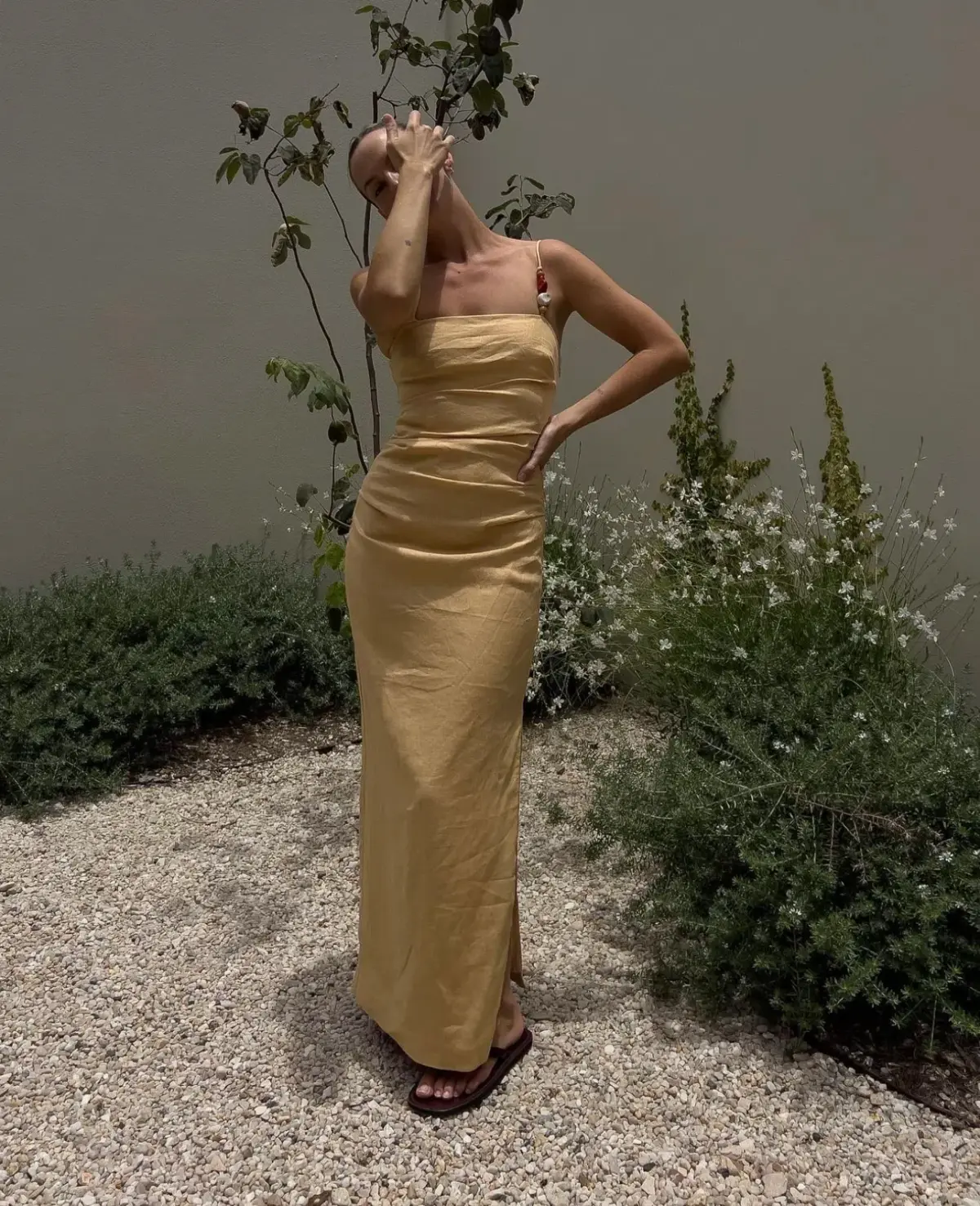 Sir The Label Antonia Beaded Midi Dress Light Tan Size 1 / AU 8 - Image 1