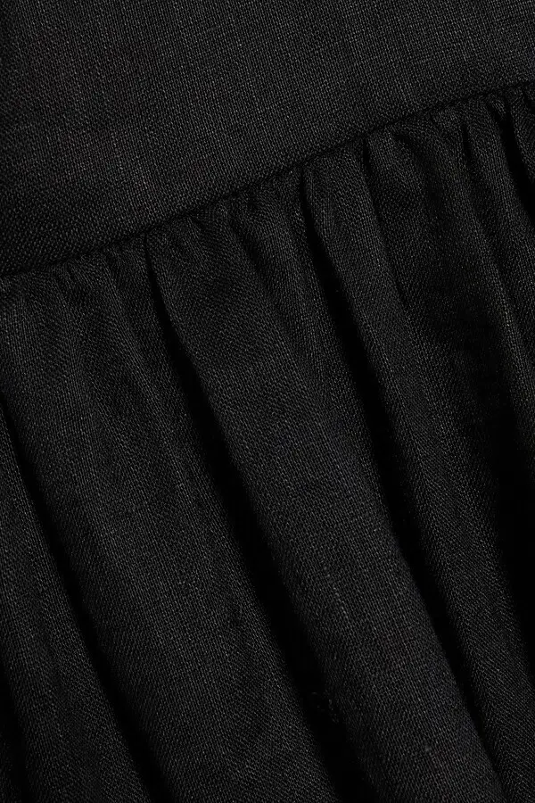 Zimmermann Juliette Bow One Shoulder Linen Maxi Dress Black Size 1 / AU 10 for rent on The Volte - main image