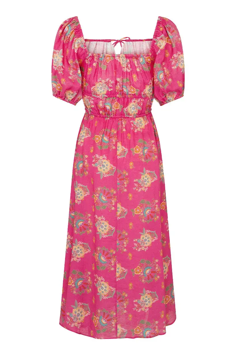Spell Solstice Linen Soiree Dress Rose Pink Size AU 12 for rent on The Volte - main image