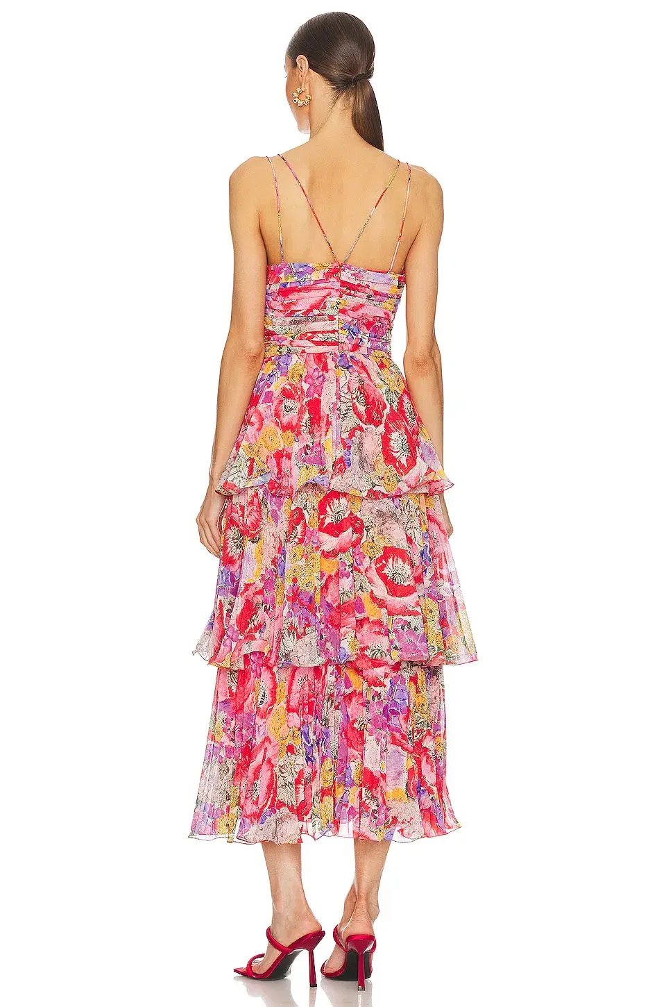 Amur Luke Pleated Tier Dress Floral Size AU 8 - Image 3