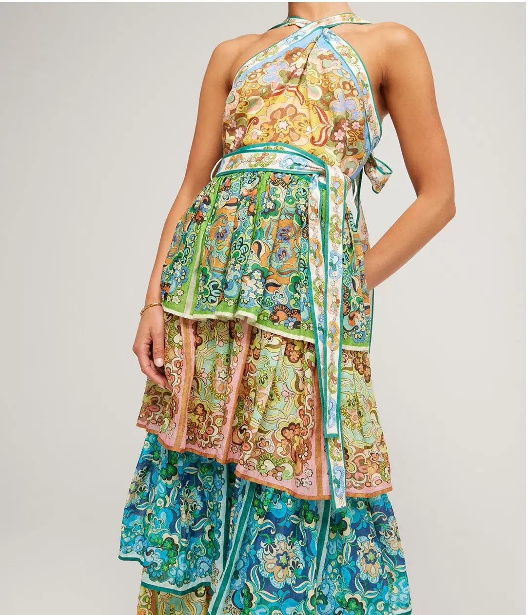 Alemais Dreamer Halter Tier Dress in Multi Size 10 - Image 2