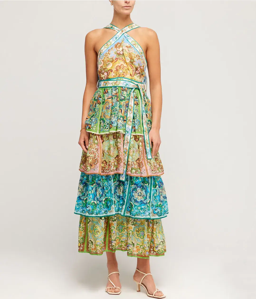 Alemais Dreamer Halter Tier Dress in Multi Size 10 - Image 1