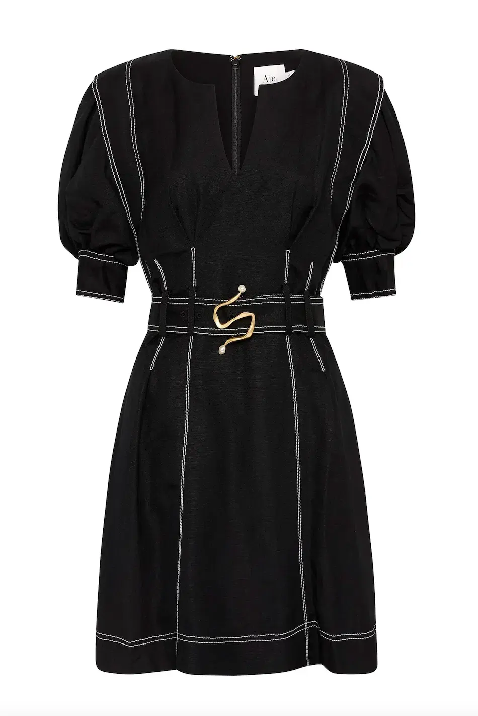 Aje Beacon Structured Mini Dress Black Size 10 - Image 3
