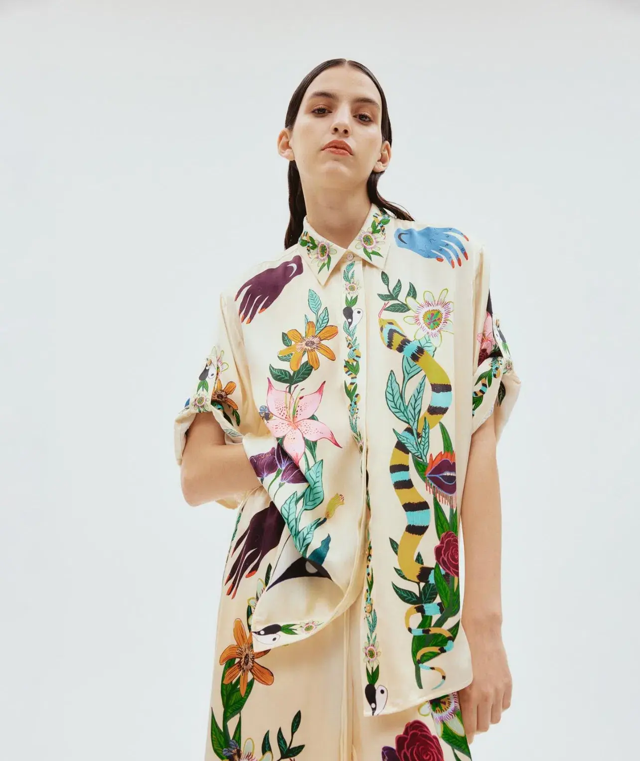 Alemais Meagan Silk Top and Pant Set Print Size 10 - Image 7