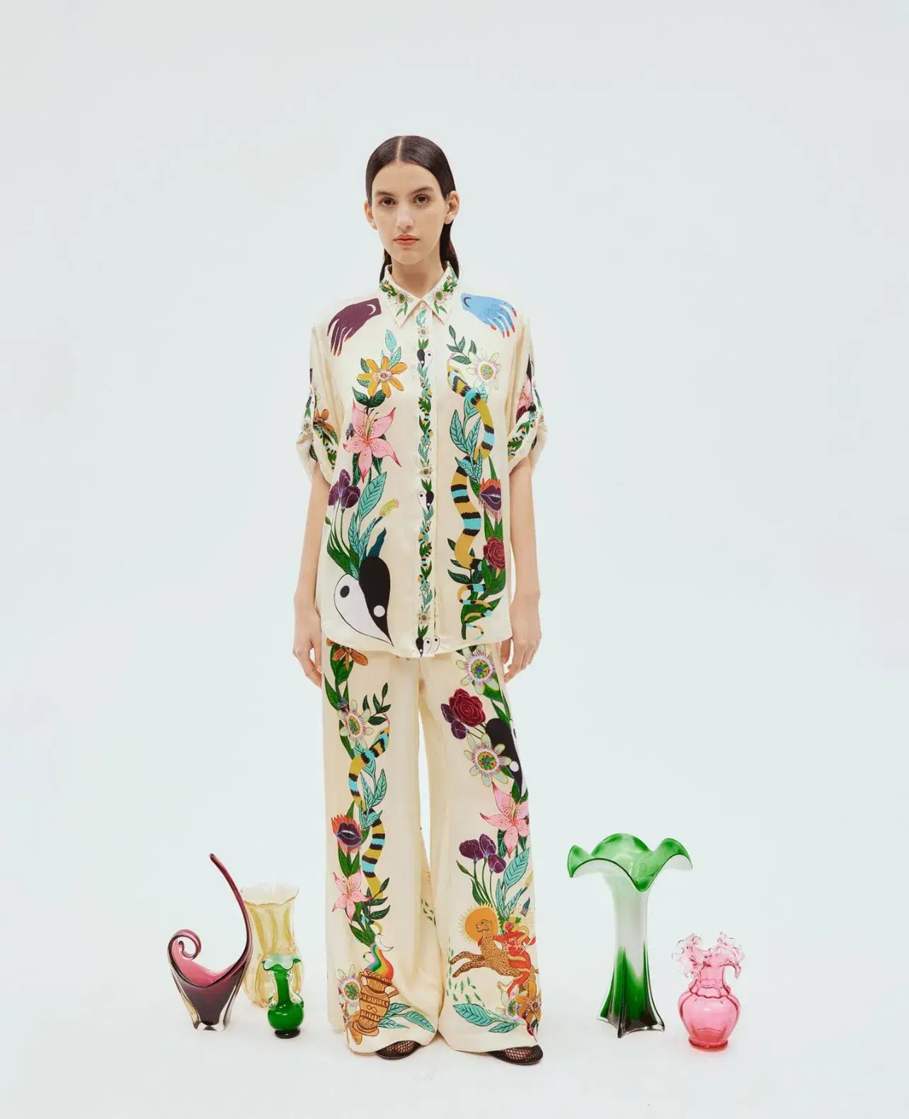 Alemais Meagan Silk Top and Pant Set Print Size 10 - Image 6