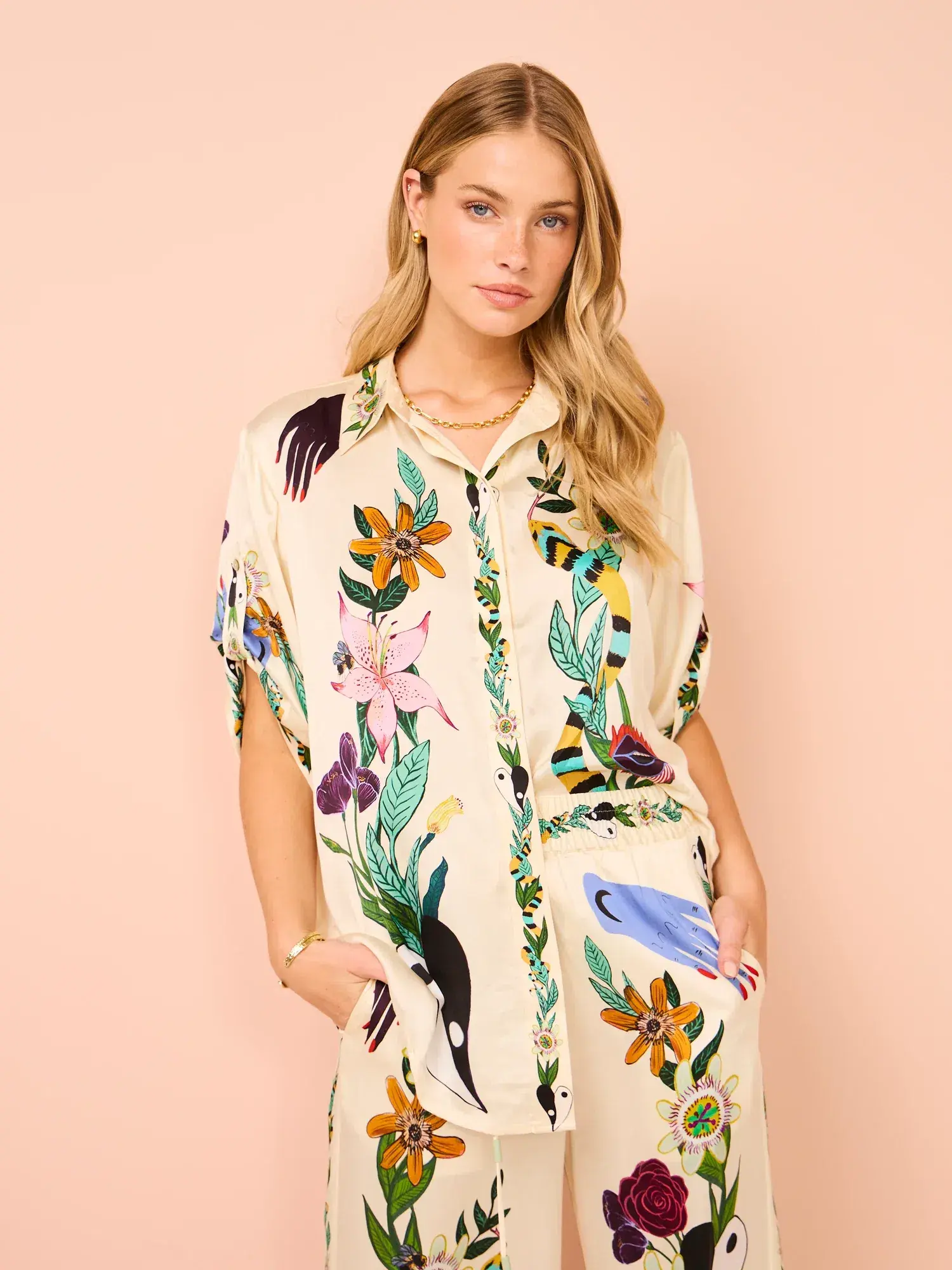 Alemais Meagan Silk Top and Pant Set Print Size 10 - Image 5