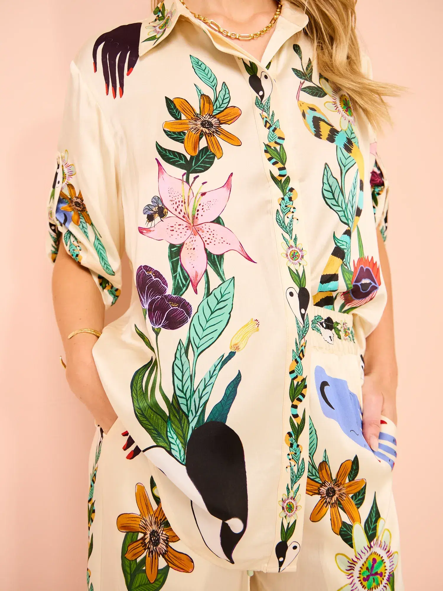 Alemais Meagan Silk Top and Pant Set Print Size 10 - Image 4