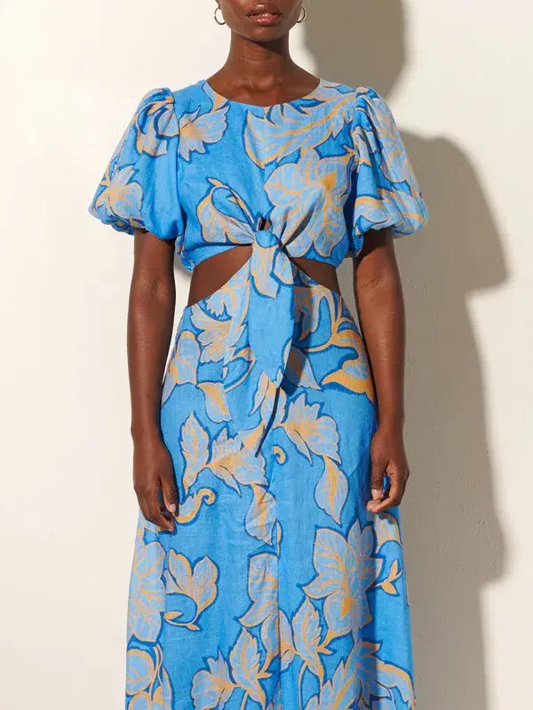 Kivari Taniana Cut Out Maxi Dress Blue Floral Size 12 - Image 2