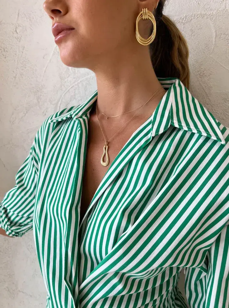 Camilla And Marc Flynn Cocoon Dress In Jade/White Stripe Size 10 for rent on The Volte - main image